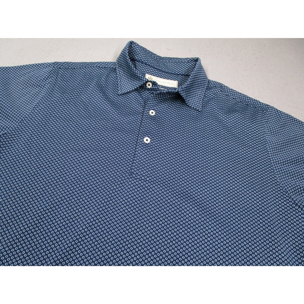 Donald Ross Mens Large Blue Geometric Print Performance Golf Polo Shirt L - Picture 2 of 9